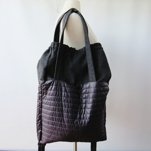 Luukaa Handbags - Luukaa Charcoal Gray Quilted  Convertible Backpack Tote Bag